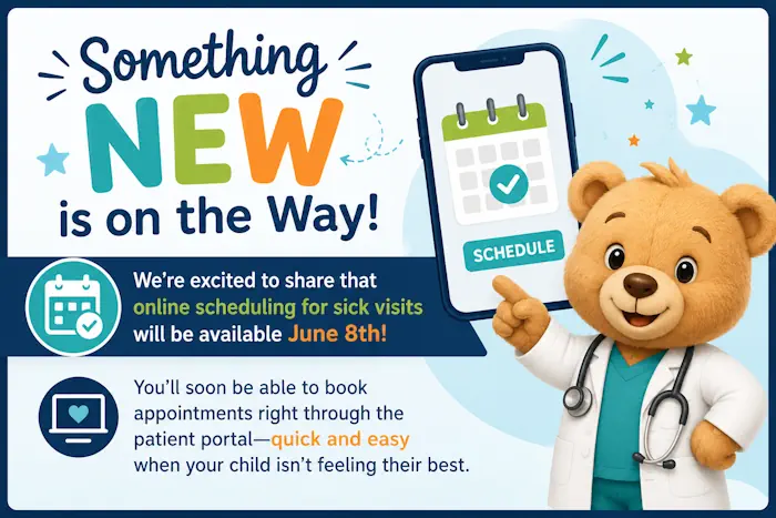 Online scheduling available June 8th at Palmetto Pediatrics of the Lowcountry.